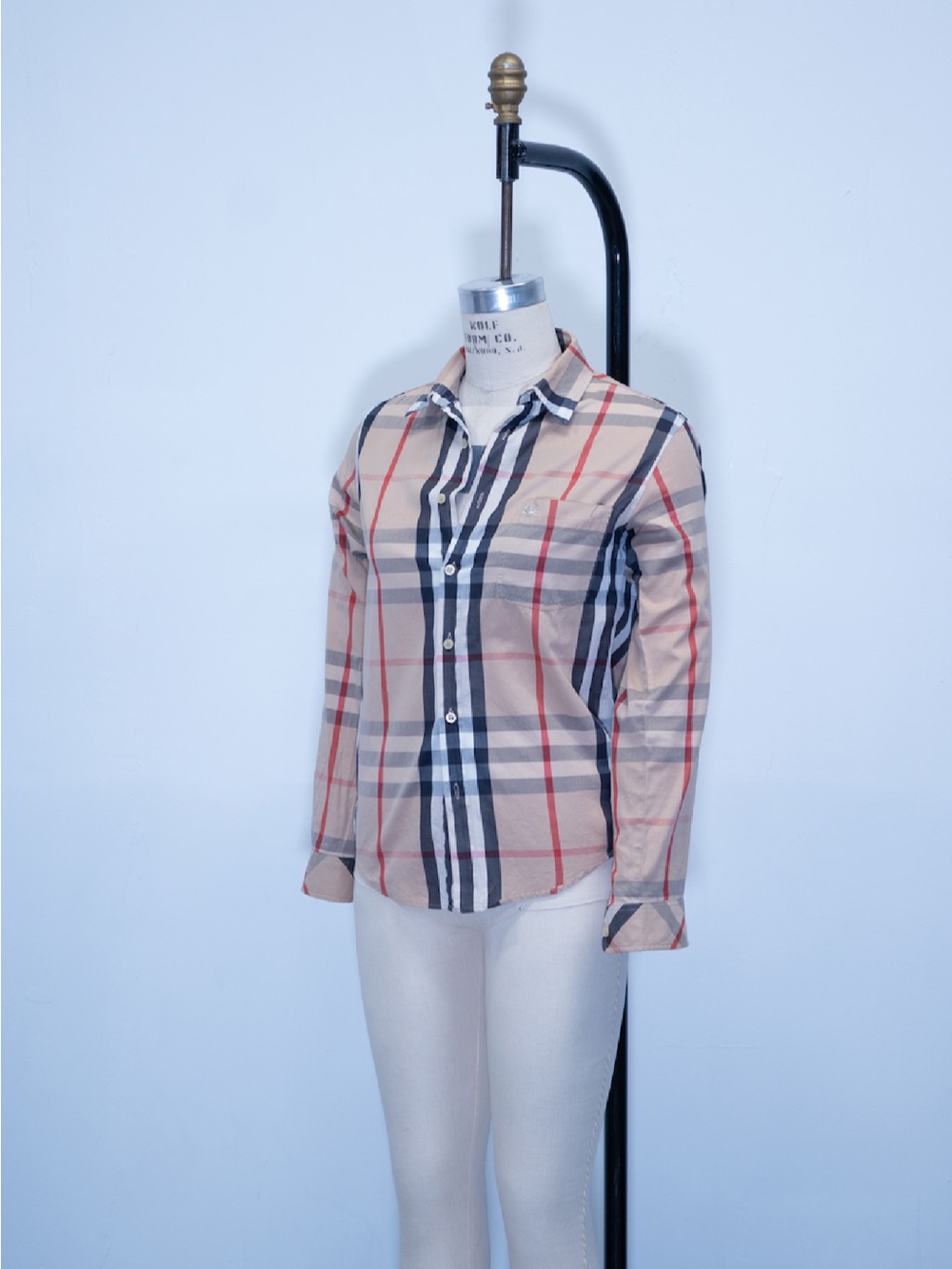 Burberry Beige Novacheck Buttondown Top